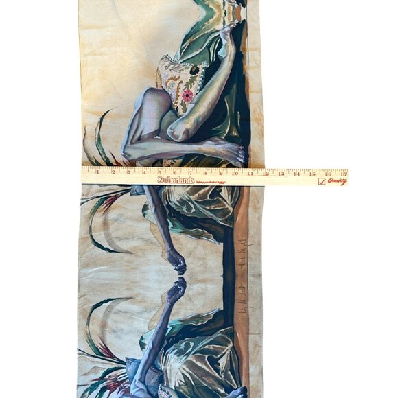 Carly Marchment Artistic Scarf With Abstract Human Figure & Floral Design - Picture 4 of 5